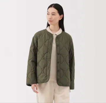 새상품 무인양품 포근한 솜 퀼팅 자켓 카키 그린 XL
