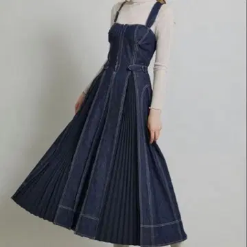 CASA FLINE 프론트 후크 데님 롱 원피스