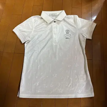 화이트 별 패턴 폴로 셔츠 반팔 여성용