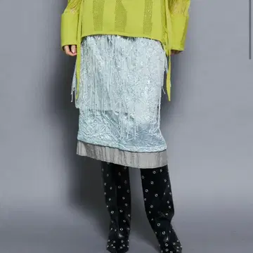 미사용 새상품 새틴 콤비 비쥬 스커트