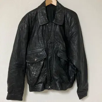 블랙 양가죽 레더 자켓 70s