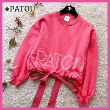 새상품급 PATOU 오가닉 코튼 크롭 리본 맨투맨 핑크