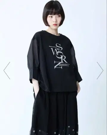 LASUD 시어 슬리브 로고 맨투맨 티셔츠