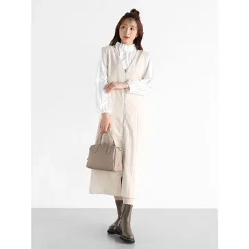 YAMADAYA Vin 페이크 스웨이드 2way 오버롤 스커트