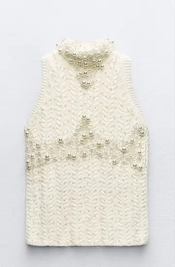 [ ZARA ] 모조 진주 니트탑
