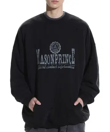 MASONPRINCE 니트 로고 자수 스웨터 한국 오버 사이즈 Y2K