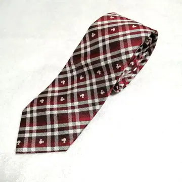 브릭하우스 미키마우스 실루엣 넥타이 레드 화이트 체크