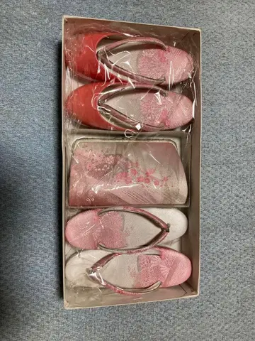 조리 2켤레와 백 세트 빨간색과 핑크