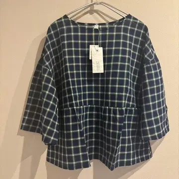새상품 택 포함 내추럴 랜드리 네이비 계열 체크 상의