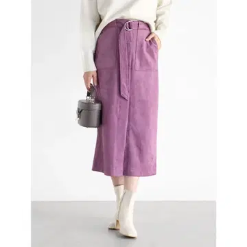 YAMADAYA Vin 페이크 스웨이드 I 라인 스커트