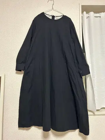 무인양품 A라인 블랙 긴팔 롱 원피스 ONE SIZE
