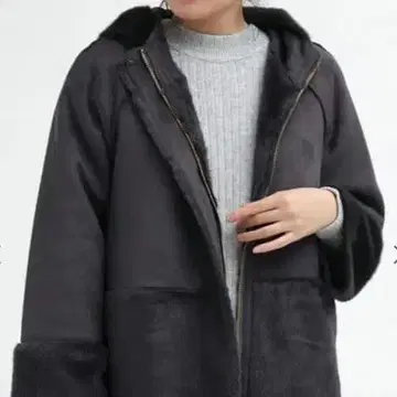 MEDOC 오리지널 페이크 무스탕 블루종 다크 그레이