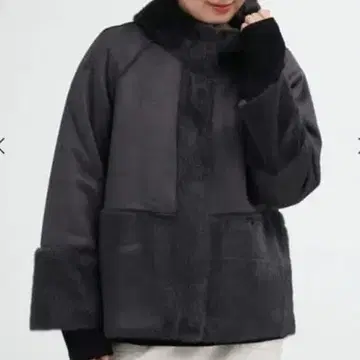 MEDOC 오리지널 페이크 무스탕 블루종 다크 그레이