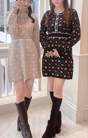 evelyn 로고 니트 원피스