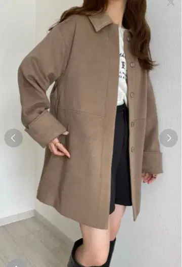 [callautia] 울 라이크 미들 코트 브라운 M