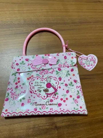 마론 크림 꽃무늬 티슈 케이스 핑크