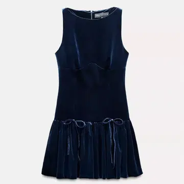 미사용품 리본 벨로아 원피스