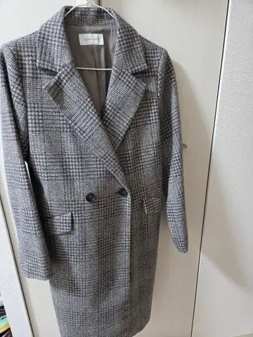 GLOBAL WORK 하운드투스 체크 패턴 더블 브레스트 코트