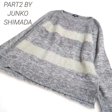 PART2 BY JUNKO SHIMADA LL 절개 보더 니트 루즈핏