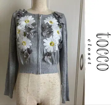 새상품 토코 클로젯 플라워 니트 가디건