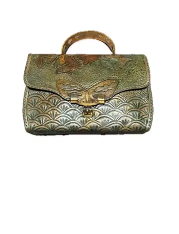 천연 가죽 레트로 카빙 백 핸드백 가죽 꽃무늬 나비