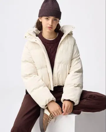 GU 웜 패딩 코듀로이 블루종 S 사이즈 내추럴