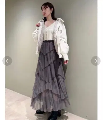 SNIDEL 그레이 플리츠 레이어드 스커트