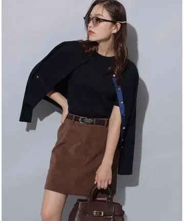 아르페쥬 스토리 인조 가죽 스커트 브라운 S