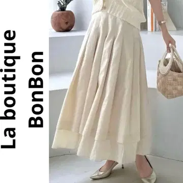 새상품 La boutique BonBon 시어 턱 스커트 롱 스커트