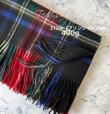 최고급 캐시미어 100% 대형 스톨 블랙 체크