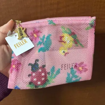 FEILER 핑크 메쉬 파우치