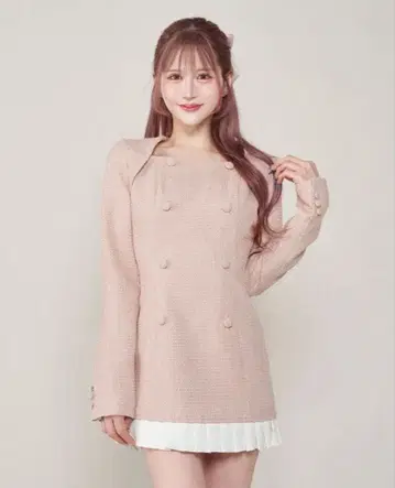 darich 플리츠 도킹 트위드 미니 원피스