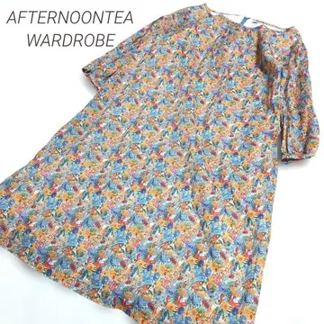 [ 애프터눈 티 옷장 ] 꽃무늬 올 패턴 7부 기장 원피스 루즈핏