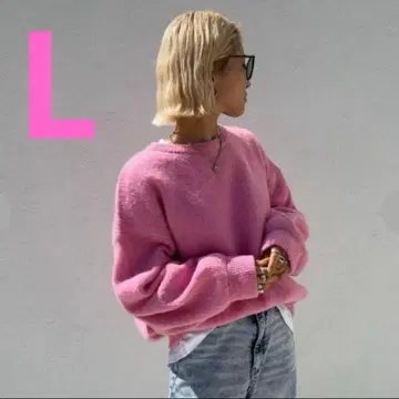 시마무라 anna 컬러 빅 니트 풀오버 핑크 L