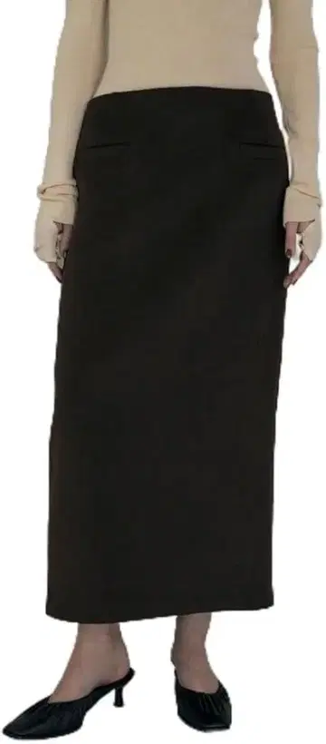 see the unseen 다크 브라운 타이트 스커트 롱 기장 1