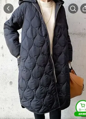 grcloset 네이비 퀼팅 롱 코트