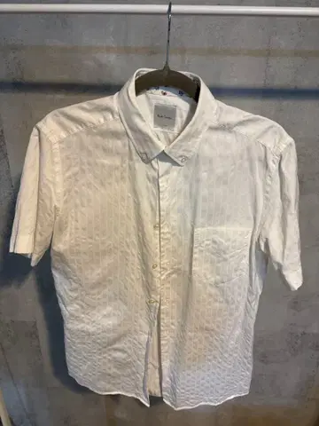 폴 스미스 화이트 스트라이프 반팔 셔츠 L