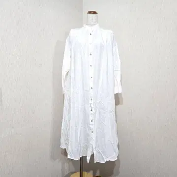 HUG.U 화이트 셔츠 원피스 롱 밴드 카라 겉옷