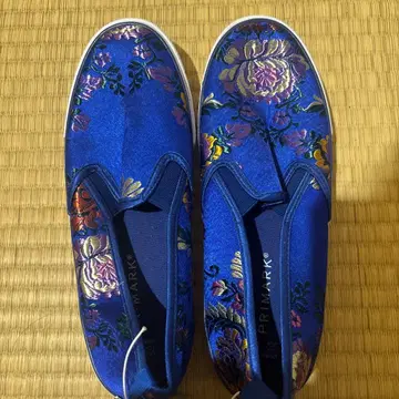 PRIMARK 꽃무늬 자수 슬립온 파랑 UK5 스니커즈