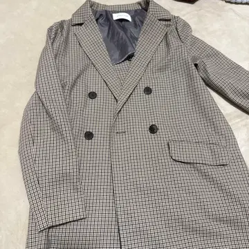 체크 무늬 더블 브레스트 테일러드 자켓