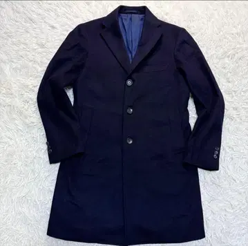 네이비 싱글 브레스 체스터 코트