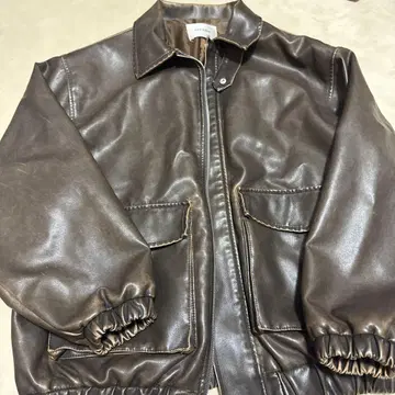 나이스 클랍 브라운 가죽 아우터