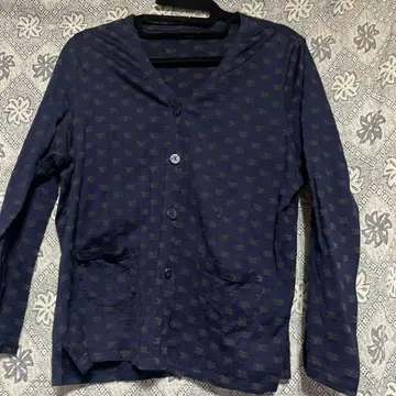 네이비 버튼 긴팔 가디건