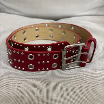 Y2K 스터드 벨트 빨간색 펑크 락 페어리 그런지