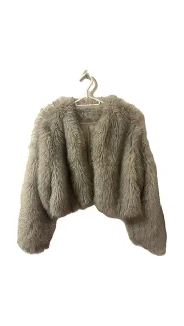 그레이 퍼 크롭 자켓 긴팔