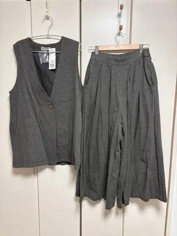 사만사 모스모스 그레이 베스트 와이드 팬츠 셋업