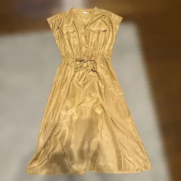 골드 슬리브리스 셔츠 원피스