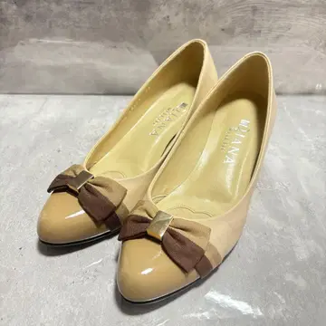 DIANA WELLFIT 펌프스 23cm 리본 웨지솔 가죽