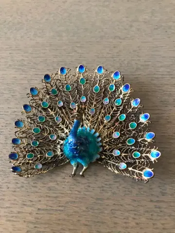 필리그리 은선 세공 800 각인 빈티지 브로치 칠보 에나멜