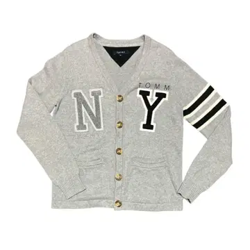타미힐피거 코튼 가디건 NY 로고 그레이 L 사이즈 면 100%